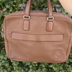 GUCCI Soho Business Bag Shoulder Bag Briefcase 2WAY brown leather GG
